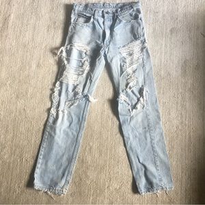 Vintage Levi’s 505 Orange Tag Light Wash Distressed Jeans Sz. 32x32